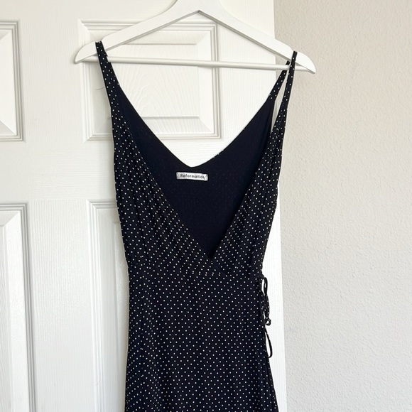 Reformation Mallory Polka Dot Wrap Dress - Picture 4 of 9